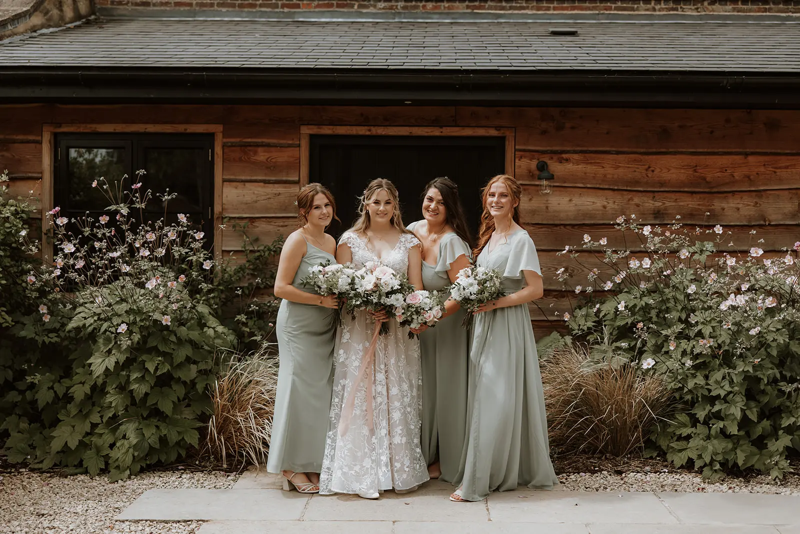 Clock Barn wedding venue bridesmaids and bride