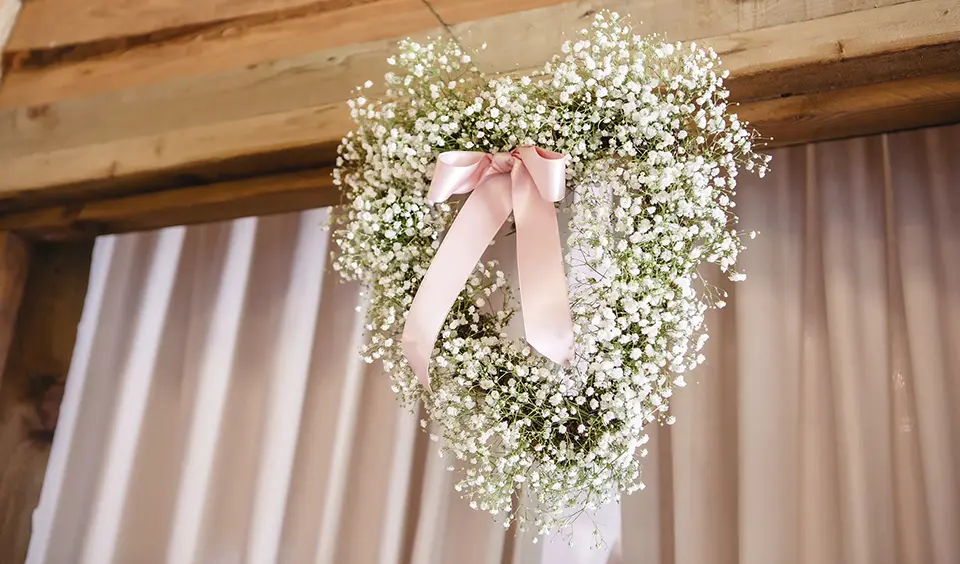 Clock Barn floral hearts romantic wedding ideas