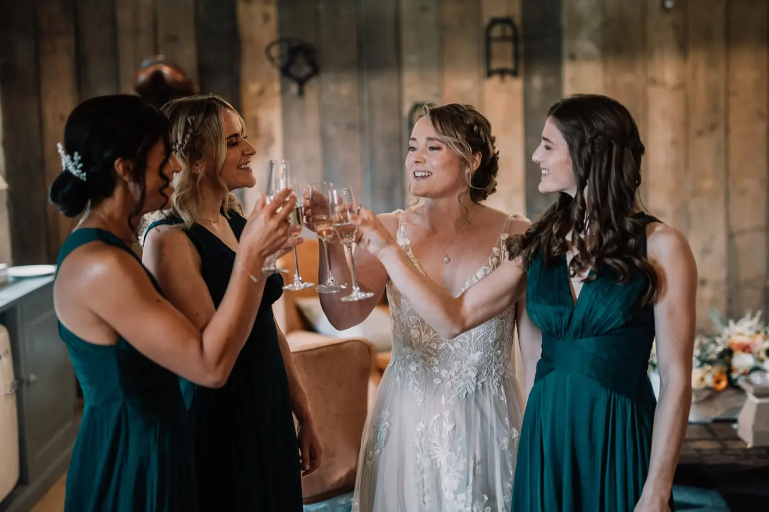 Clock Barn The Stables wedding prep bridesmaids