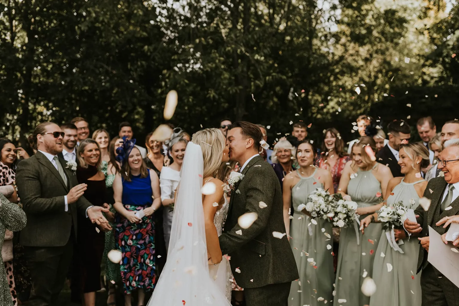 Clock Barn wedding ceremony confetti shot