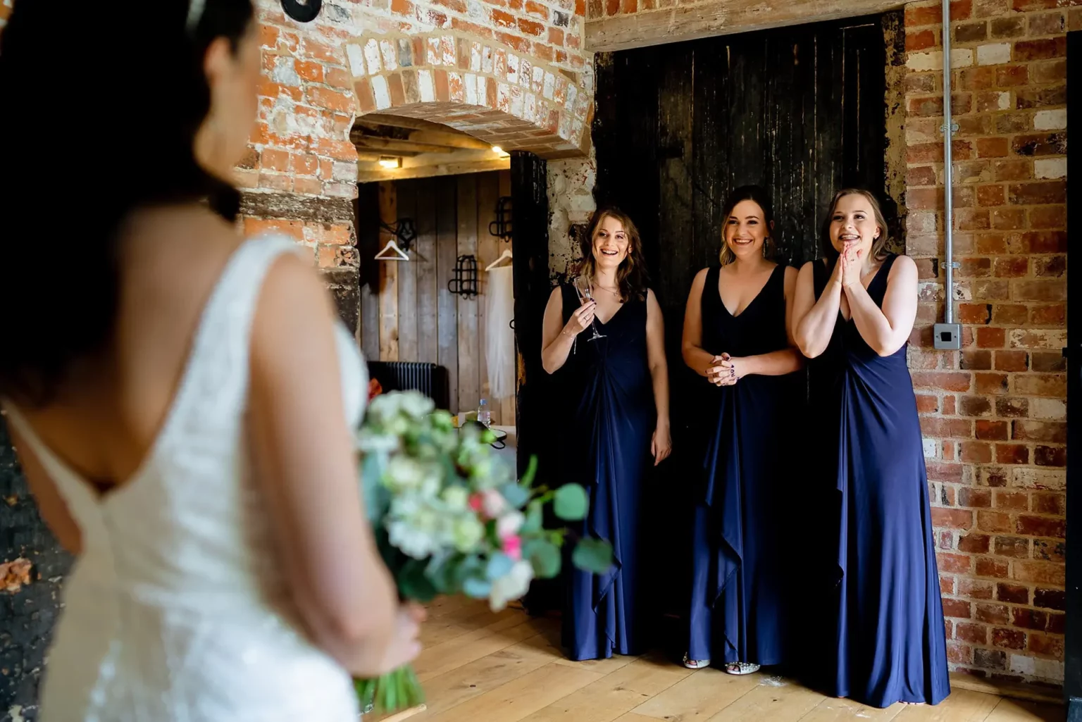 Clock Barn wedding prep bridesmaids