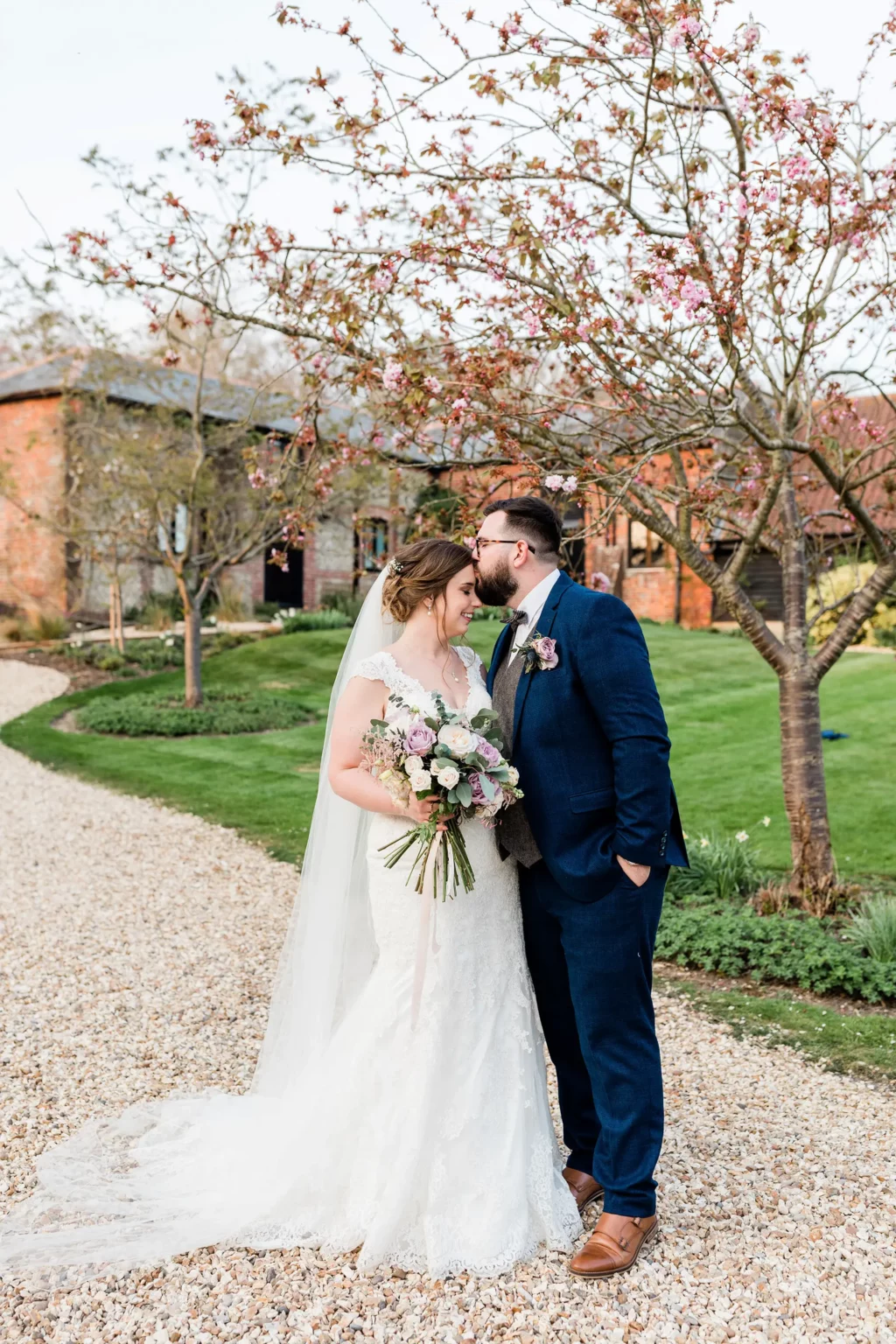 Clock Barn spring wedding bride and groom