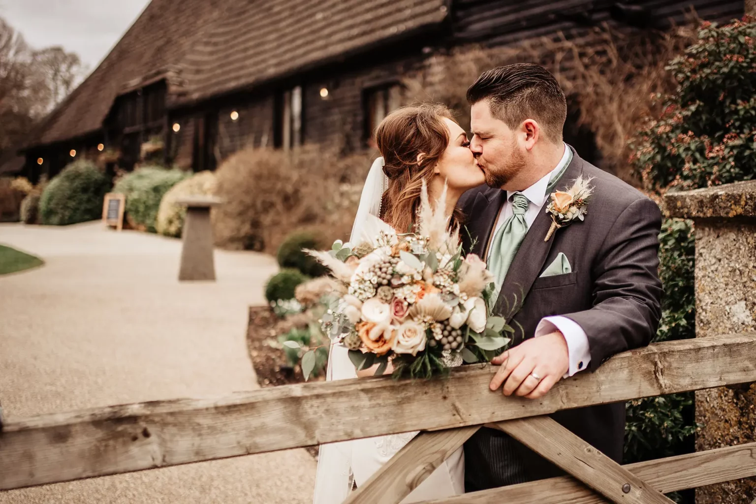 clock barn weddings couple entrance