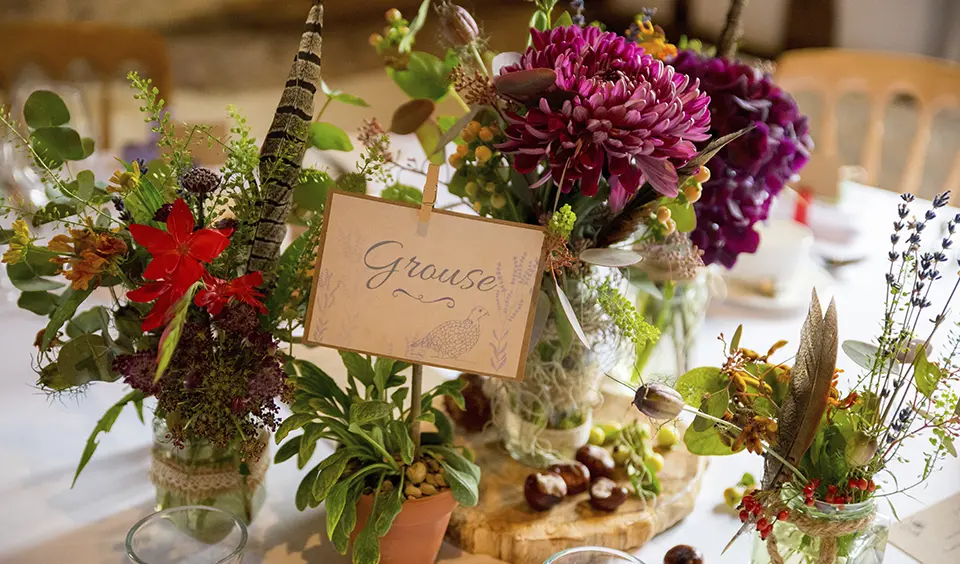 Clock Barn autumnal decorations nature wedding