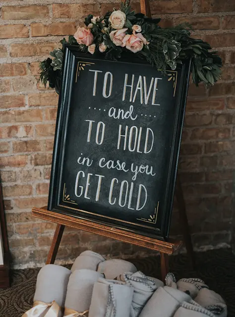 Clock Barn blankets winter wedding ideas