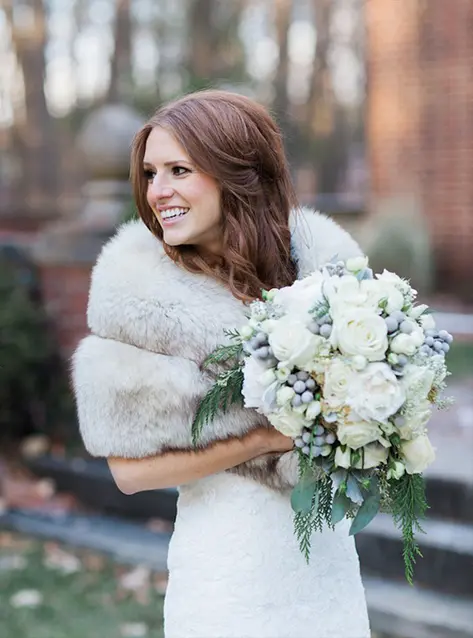 Clock Barn bridal wraps winter wedding ideas