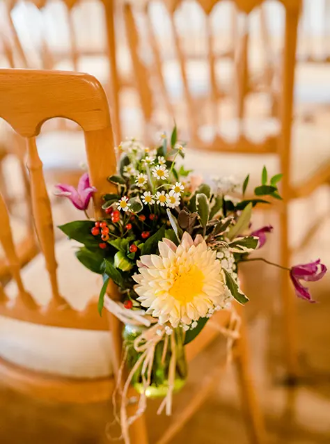 Clock Barn colourful autumn wedding flowers